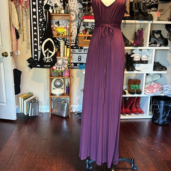 Moda International maxi dress adjustable spaghetti strap long waist tie sz med - Picture 4 of 10